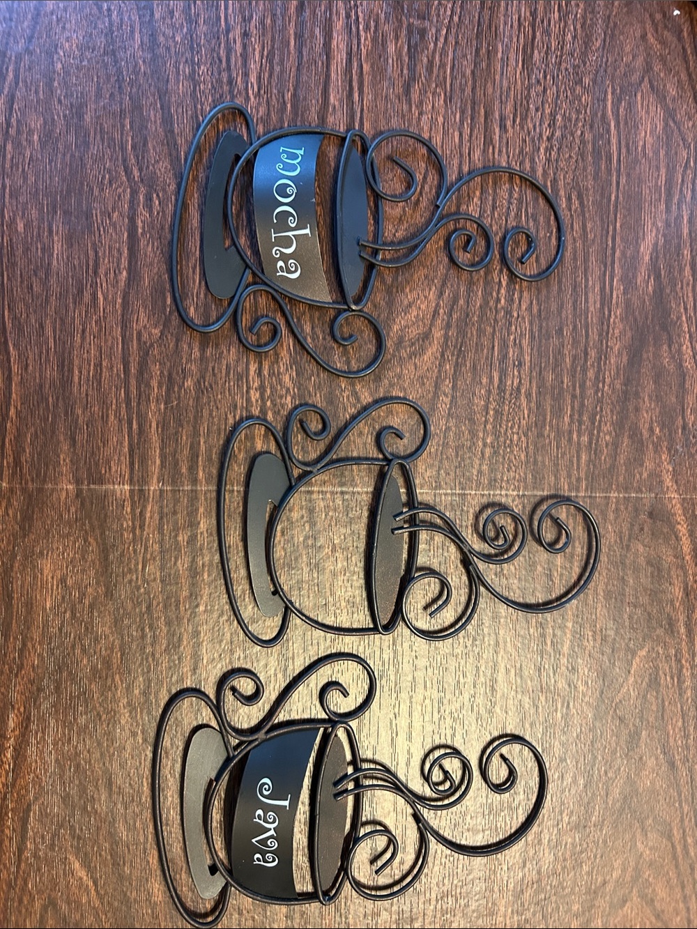 Decorative Black Coffee Wall Plaques - Set of 3